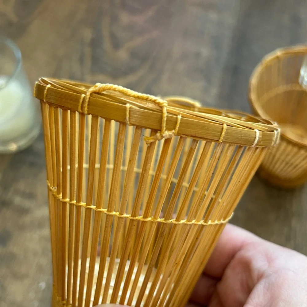 Set‎ of 6 Lillian Veran Bamboo Candle Holders Nautical Coastal
